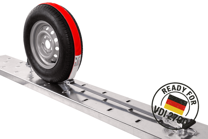 Lot de quatre sangles de transport, d'arrimage pour remorque HEFFA CARLINE 130, fixation des roues 2,8 m/35 mm/3 t VDI 2700