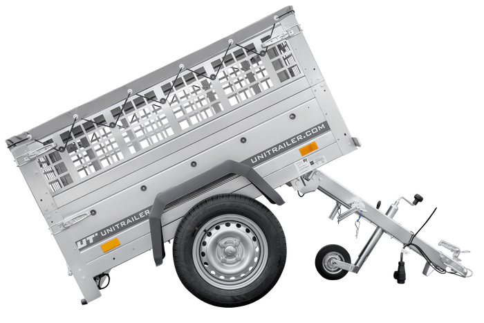 Petite remorque à vendre - Garden Trailer 150 KIPP [avec bâche plate grise, roue jockey]