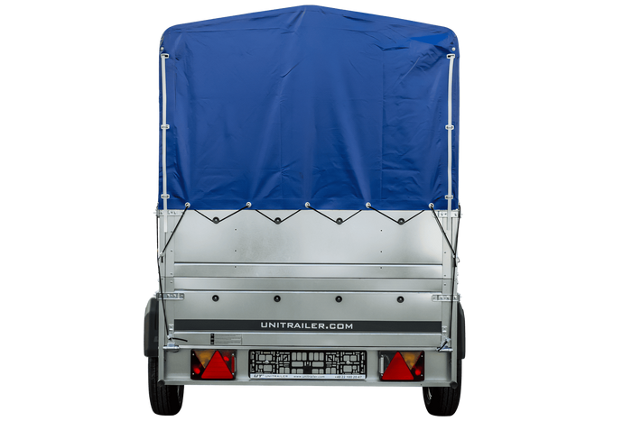 Remorque voiture sans frein 230 x 125 cm Garden Trailer 230 KIPP avec bâche haute, rehausses de ridelles et roue jockey