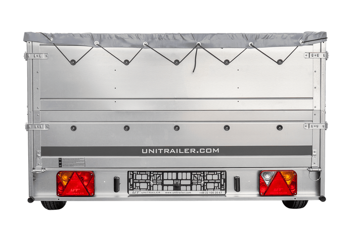 Remorque voiture 264x150 UNITRAILER GARDEN 265 KIPP avec ridelles BIS, cadre H-0 et bâche grise