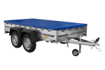 UNITRAILER 264/2 KIPP AVEC ROUE JOCKEY, TIGES DE SUPPORT ET BÂCHE PLATE BLEUE 