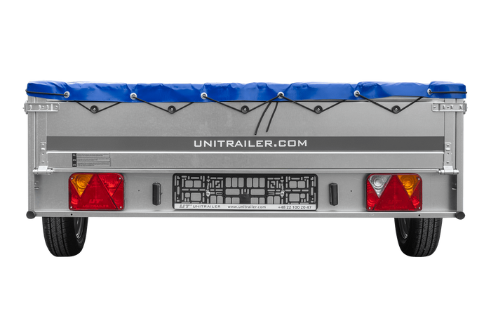 Remorque à un essieu 264x150 UNITRAILER GARDEN 265 KIPP avec châssis H-0 et bâche bleue