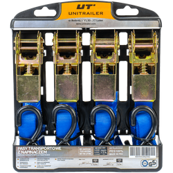 Jeu de quatre bandes de transport avec tendeur UNITRAILER 4m/25mm/0,68t bleu