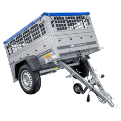 PETITE REMORQUE À VENDRE - GARDEN TRAILER 150 KIPP [AVEC BÂCHE PLATE BLEUE, ROUE JOCKEY ET TIGES DE SUPPORT BÂCHE]