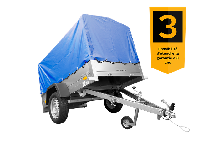 Remorque pliable 750 kg 200 x 125 avec bâche dôme bleue et arceau Garden Trailer 201 KIPP