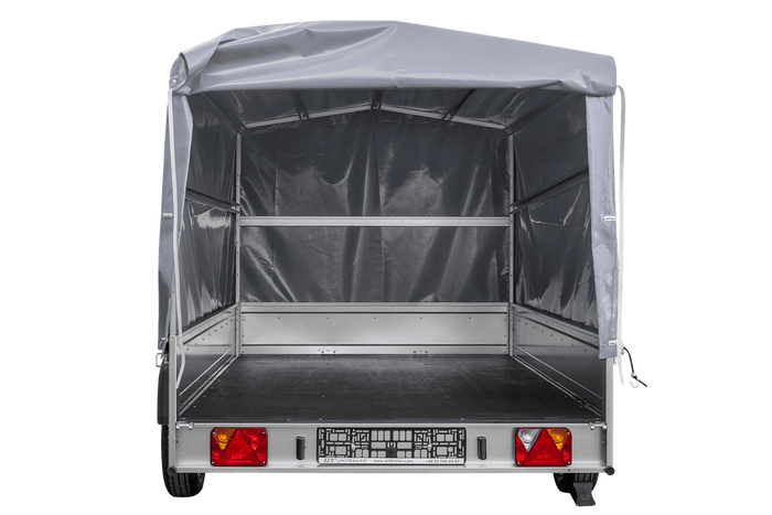 Remorque à un essieu  264x150 UNITRAILER GARDEN 265 KIPP avec châssis H-1100 et bâche grise
