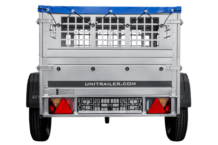 PETITE REMORQUE À VENDRE - GARDEN TRAILER 150 KIPP [AVEC BÂCHE PLATE BLEUE, ROUE JOCKEY ET TIGES DE SUPPORT BÂCHE]