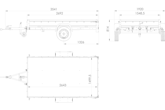 Remorque à essieu simple 264x150 UNITRAILER GARDEN 265 KIPP