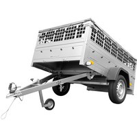 Remorque voiture utilitaire 200x125 avec bâche plate, ridelles grillagées et roue jockey - Garden Trailer 201 KIPP
