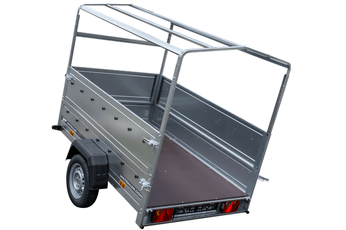 Remorque simple essieu 200x125 avec bâche haute, arceau, rehausses de ridelles et roue jockey - Garden Trailer 201 KIPP