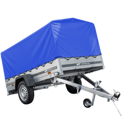Remorque routière avec bâche haute bleue, arceau H-800 et roue jockey 230x125 Garden Trailer 230 KIPP