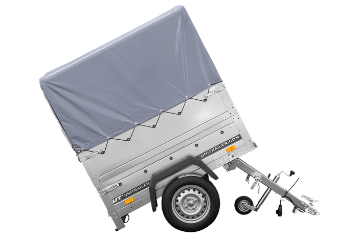 Haute remorque avec bâche 150x106 [bâche grise, arceau, rehausses de ridelles et roue jockey] Garden Trailer 150 KIPP