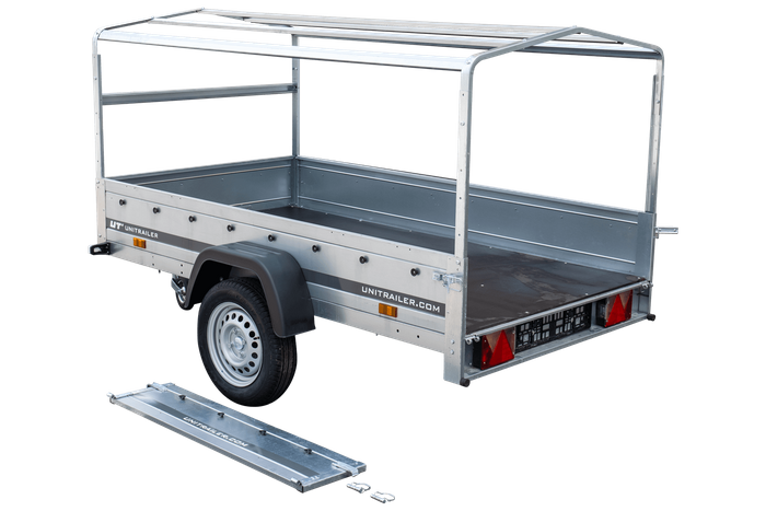 Remorque routière avec bâche haute, arceau H-800 et roue jockey 230x125 Garden Trailer 230 KIPP