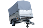 Remorque simple essieu 200x125 avec bâche haute, arceau, rehausses de ridelles et roue jockey - Garden Trailer 201 KIPP