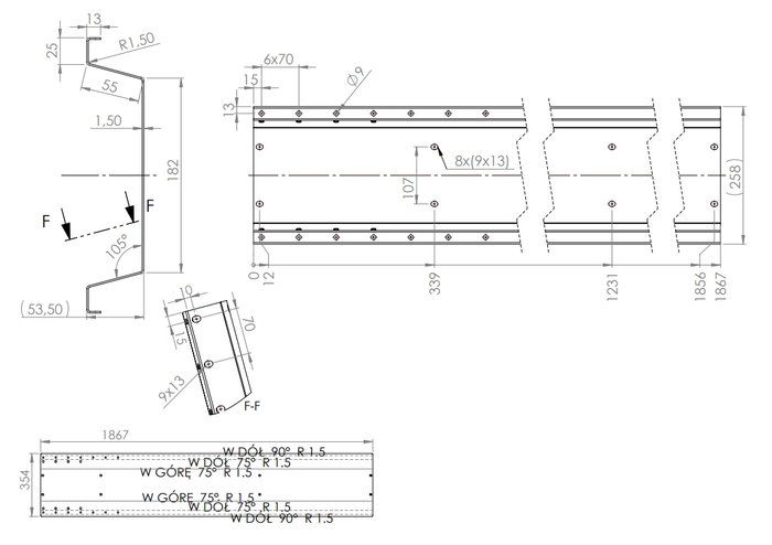 Rail, glissière UNITRAILER pour remorques moto MOTO 1, 2 et 3