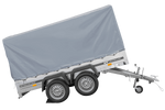 Remorque à deux essieux 264x150 UNITRAILER GARDEN 265/2 KIPP avec châssis H-1100 et bâche grise