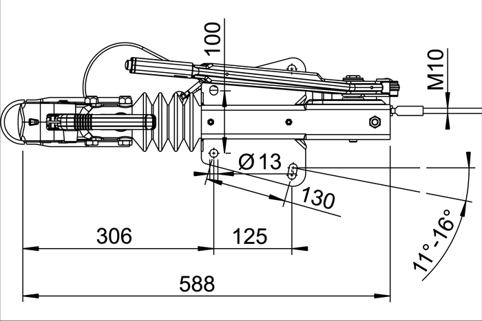Dispositif de dépassement AL-KO 90S/3 avec attelage AK161 pour remorque de 1000 kg avec timon en V