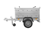 Remorque un essieu 150x106 UNITRAILER GARDEN 150 KIPP avec côtés, ridelles supplementaires et capot en aluminium