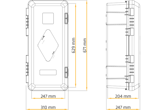 Boîtier, caisse extincteur 6kg DAKEN 82000 ADAMANT 671x310x247mm noir