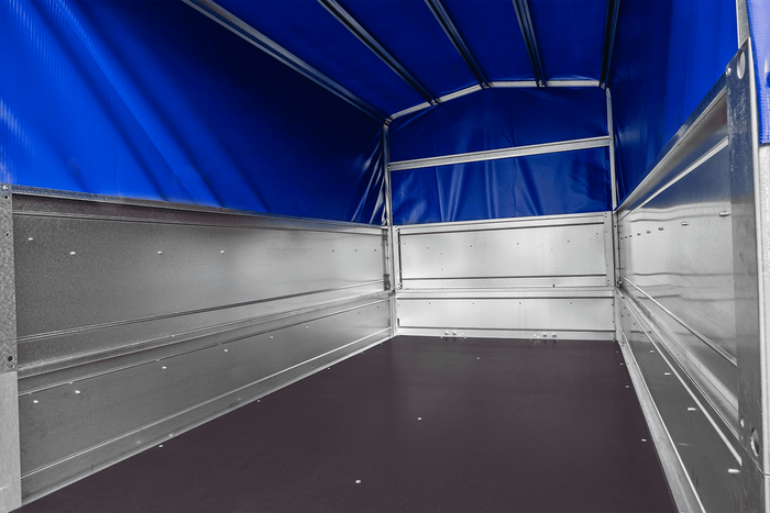 Remorque voiture sans frein 230 x 125 cm Garden Trailer 230 KIPP avec bâche haute, rehausses de ridelles et roue jockey