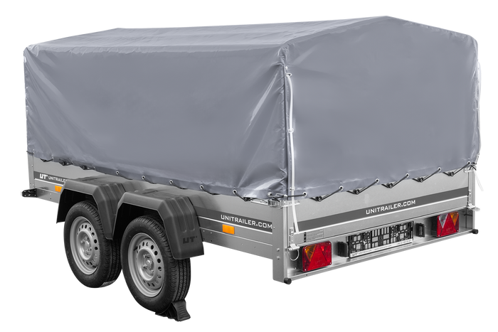 Remorque à deux essieux 264x150 UNITRAILER GARDEN 265/2 KIPP avec châssis H-800 et bâche grise