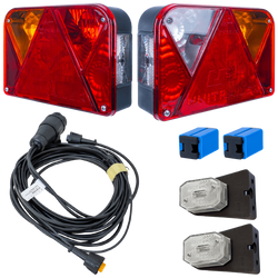 Kit d'éclairage : feux arrière DOBPLAST DPT35 + feux de position latéraux ASPÖCK FLEXIPOINT I + faisceau MANTES 4,5 m 13 broches