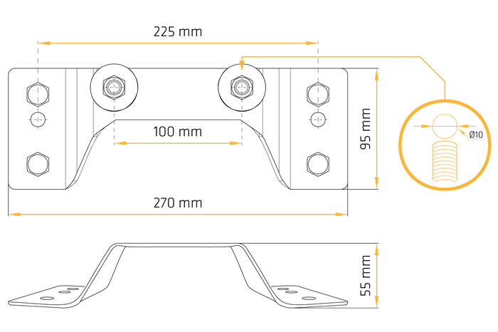 Support roue de secours remorque 155/70 R13 UNITRAILER