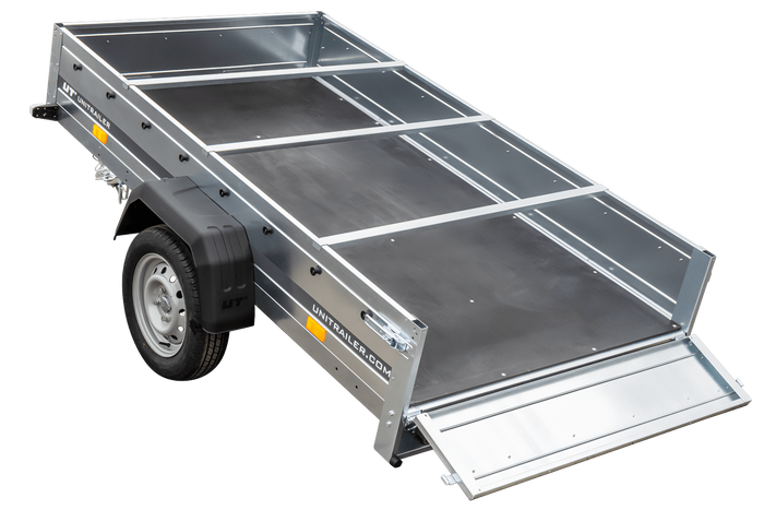 Remorque galvanisée 230 x 125 cm Garden Trailer 230 KIPP [avec roue jockey, bâche plate et tiges de support bâche]