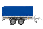 Remorque à deux essieux 264x150 UNITRAILER GARDEN 265/2 KIPP avec châssis H-800 et bâche bleue
