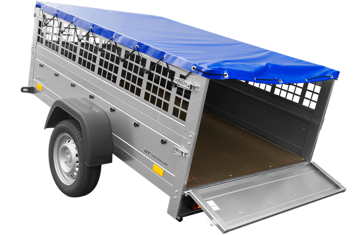 Remorque utilitaire 200x125 avec bâche plate, ridelles grillagées et roue jockey - Garden Trailer 201 KIPP