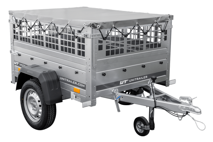 Petite remorque à vendre - Garden Trailer 150 KIPP [avec bâche plate grise, roue jockey]