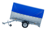 REMORQUE 264 KIPP AVEC ROUE JOCKEY, CÔTÉS RIDELLES SUPPLÉMENTAIRES, CHÂSSIS H-800 ET BACHE BLEUE