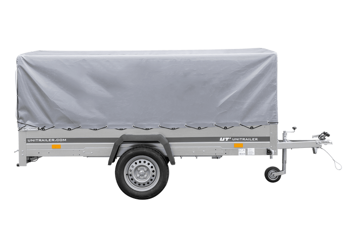 Remorque à un essieu 264x150 UNITRAILER GARDEN 265 KIPP avec arceau H-800 et bâche grise