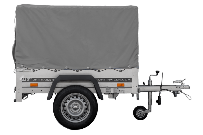 Remorque 1 essieu 150x106 bâche + arceau, PTAC 500 kg Garden Trailer 150 KIPP [avec roue jockey]