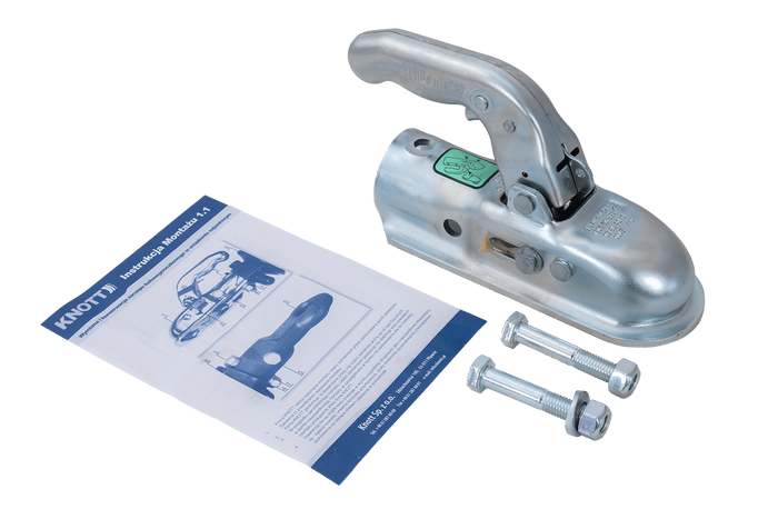 Attelage à boule KNOTT K20-B pour remorque de 2 000 kg avec timon tubulaire de 45 mm, en fonte 