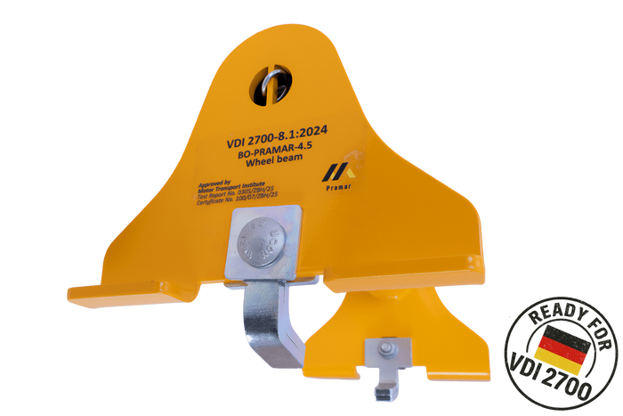 Bloque roue, calle universelle jaune PRAMAR Radstopper VDI 2700 pour dépanneuse