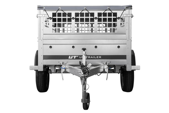 Remorque grillagée 200x106 avec bâche plate grise, ridelles grillagées et roue jockey - Garden Trailer 200 KIPP