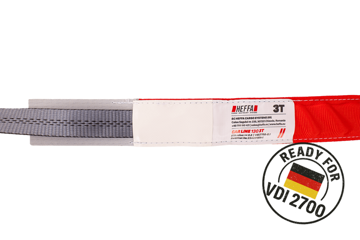 Lot de quatre sangles de transport, d'arrimage pour remorque HEFFA CARLINE 130, fixation des roues 2,8 m/35 mm/3 t VDI 2700