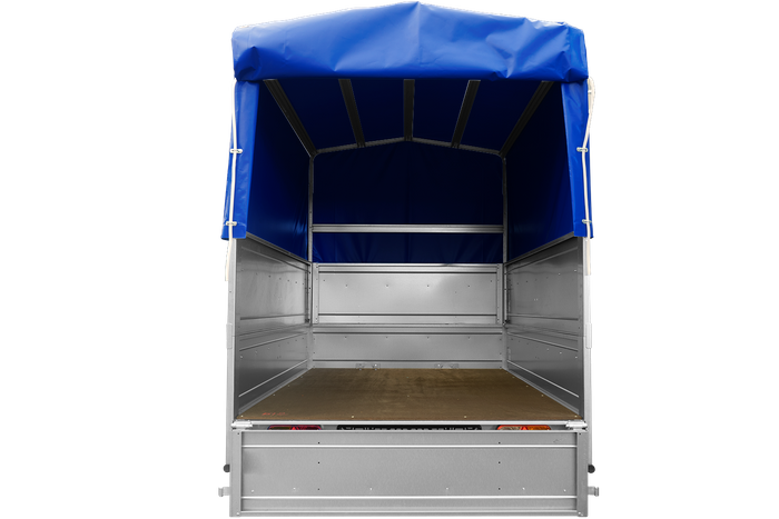 Remorque simple essieu 200x125 avec bâche haute, arceau, rehausses de ridelles et roue jockey - Garden Trailer 201 KIPP