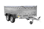 GARDEN TRAILER 264/2 KIPP remorque à deux essieux avec roue jockey, châssis H-0, ridelles BIS et bâche plate grise