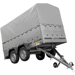 Remorque voiture 2 essieux UNITRAILER GARDEN TRAILER 264/2 KIPP avec roue jockey, côtés ridelles supplémentaires, châssis h-800 et bâche grise
