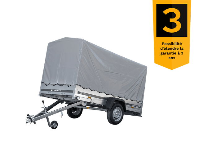 REMORQUE DE JARDIN 264 KIPP AVEC ROUE DE SUPPORT, CADRE H-1100 ET BACHE GRISE