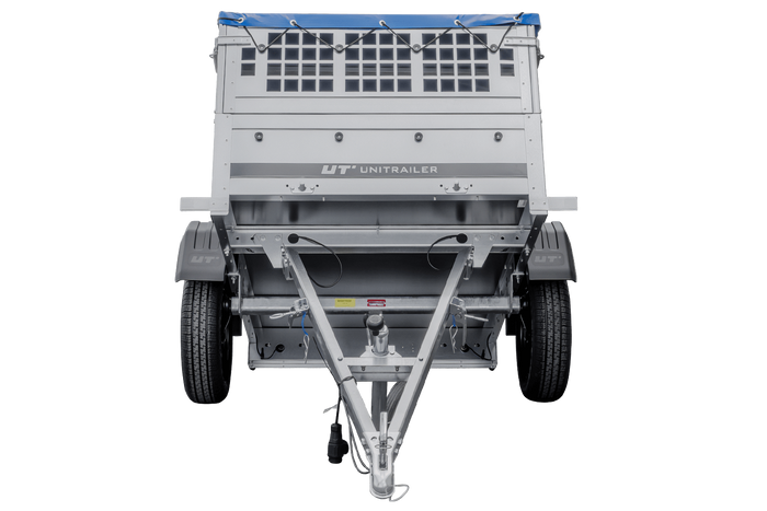 PETITE REMORQUE À VENDRE - GARDEN TRAILER 150 KIPP [AVEC BÂCHE PLATE BLEUE, ROUE JOCKEY ET TIGES DE SUPPORT BÂCHE]