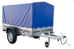 Remorque bagagère Garden Trailer 200 KIPP 200 x 106 cm avec bâche haute bleue, arceau et roue jockey