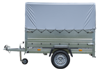 Remorque simple essieu 200x125 avec bâche haute, arceau, rehausses de ridelles et roue jockey - Garden Trailer 201 KIPP