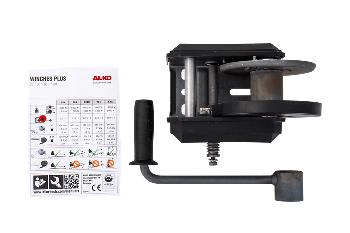 Treuil manuel pour remorque de dépanneuse AL-KO 500 kg avec frein