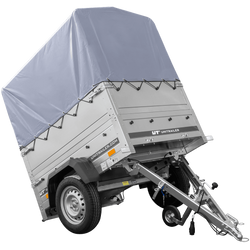 Haute remorque avec bâche 150x106 [bâche grise, arceau, rehausses de ridelles et roue jockey] Garden Trailer 150 KIPP