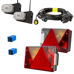 Kit d'éclairage : feux arrière ASPÖCK + feux de position latéraux ASPÖCK + faisceau MANTES 5,2 m 7 broches + connecteurs rapides