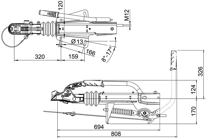 Dispositif de dépassement AL-KO 251G avec attelage AK301 pour remorque de 3000kg avec timon en V