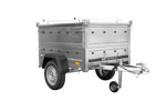 Remorque un essieu 150x106 UNITRAILER GARDEN 150 KIPP avec côtés, ridelles supplementaires et capot en aluminium